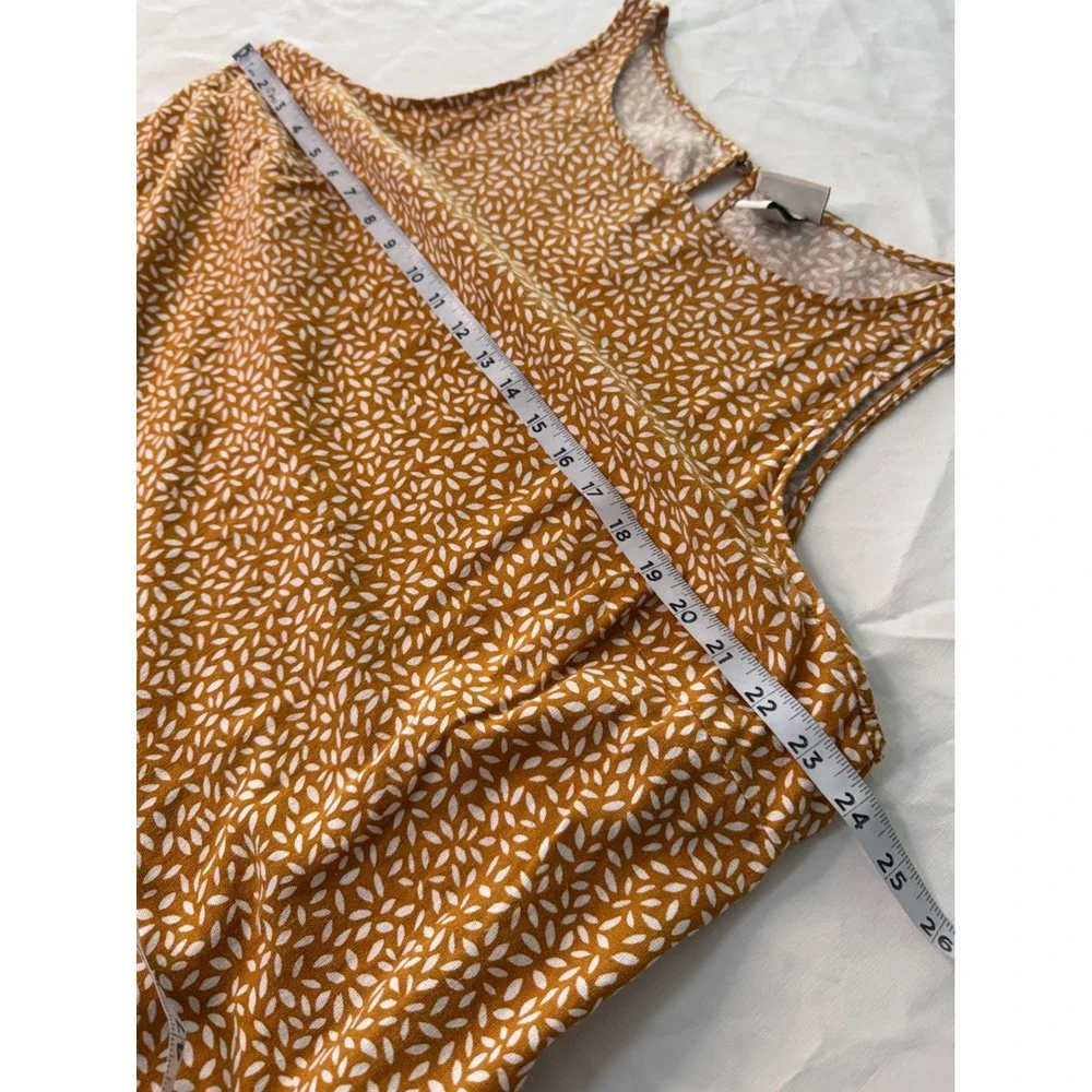 Ava & Viv Linen Blend Shift Dress Boho Golden Yellow Floral Speckled Pockets XXL - Picture 8 of 9